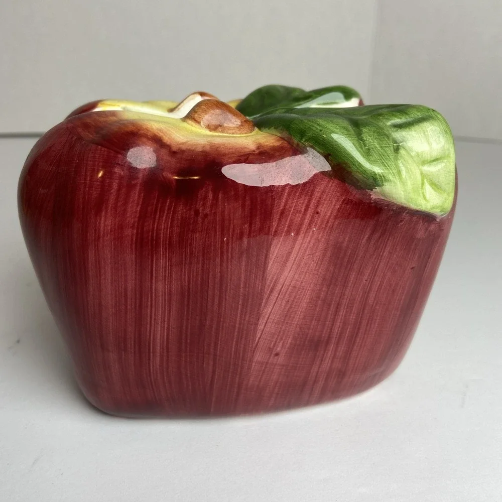 Vintage Ceramic Apple Napkin Holder Farmhouse Kitchen